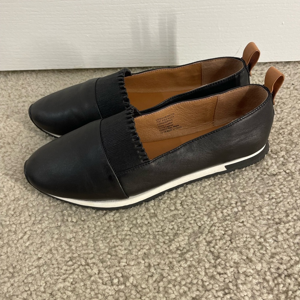 Black Slip-On Loafers with White Sole